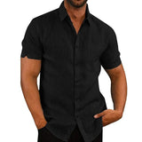 Men's Summer Cotton Linen Short Sleeve Shirts