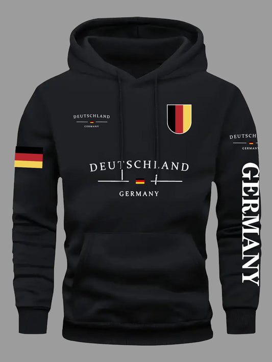 German Flag Print Hooded Sweatshirt for Men and Women