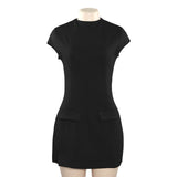 Womens Sexy Slim Fit Mini Dress - Black A-Line Spring Style