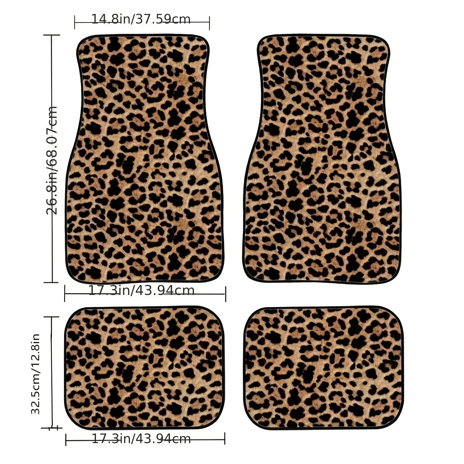 Leopard Print All-Weather Car Floor Mats Set