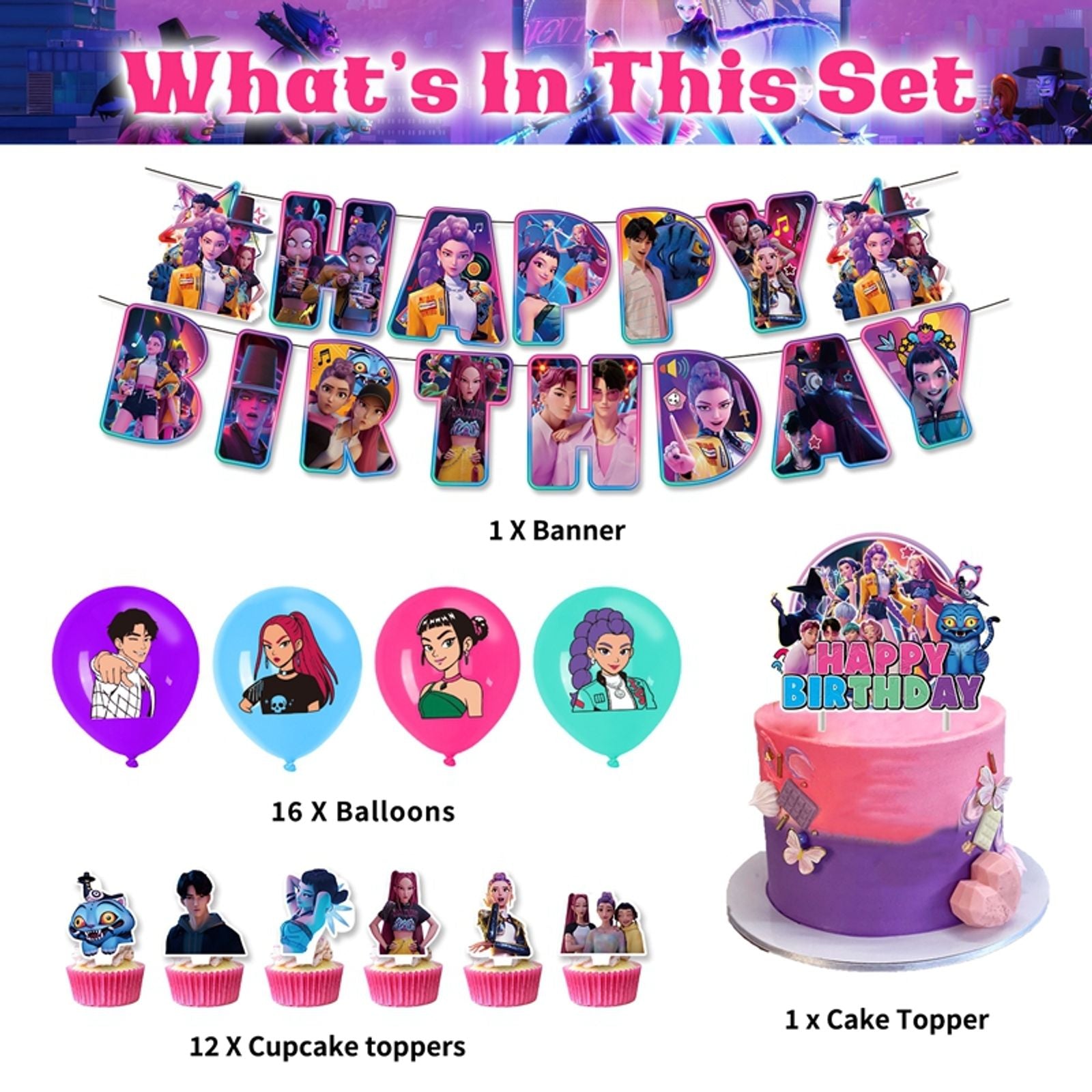 Kpop Demon Hunter Birthday Party Supplies