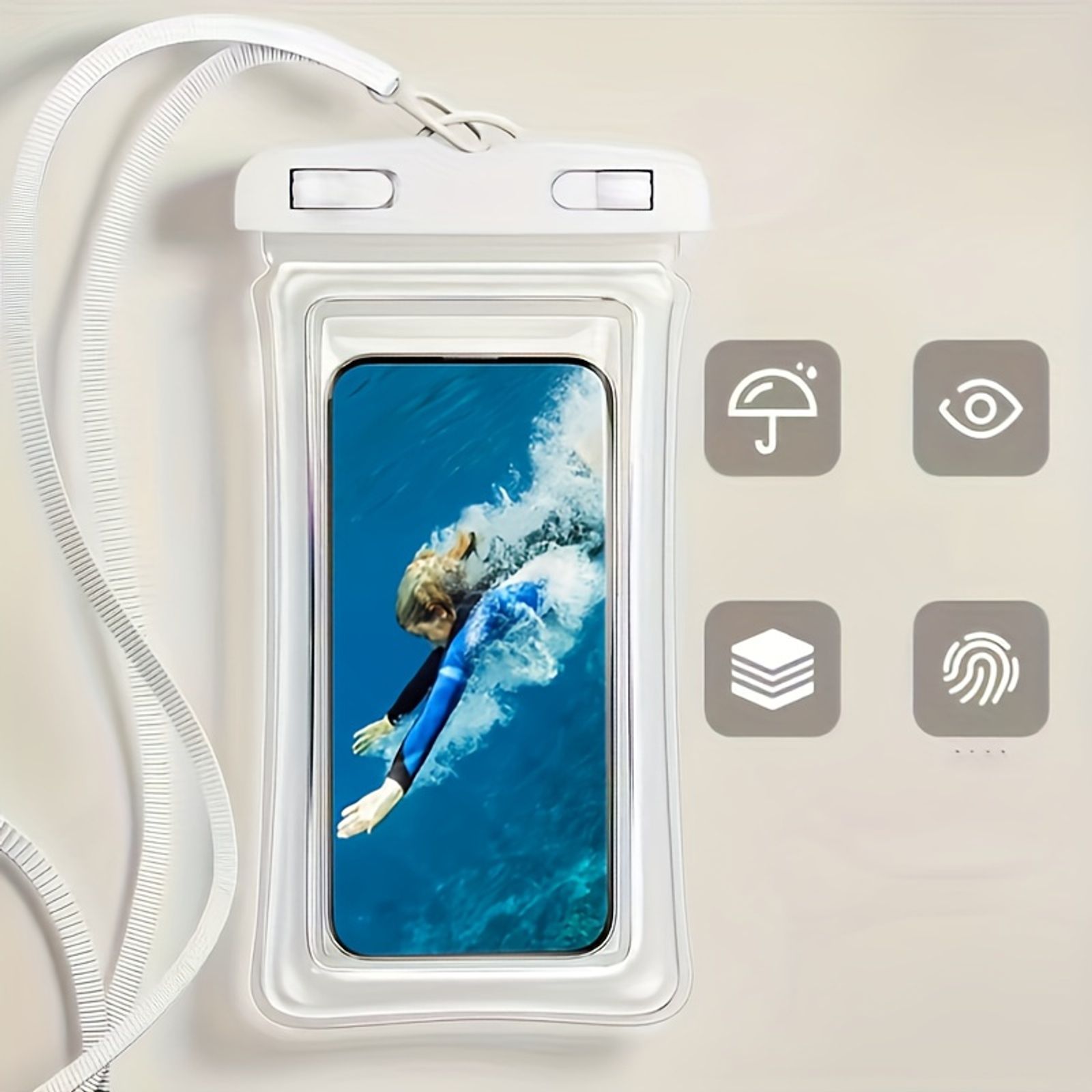 Waterproof Phone Pouch with Neck Strap for Beach Use