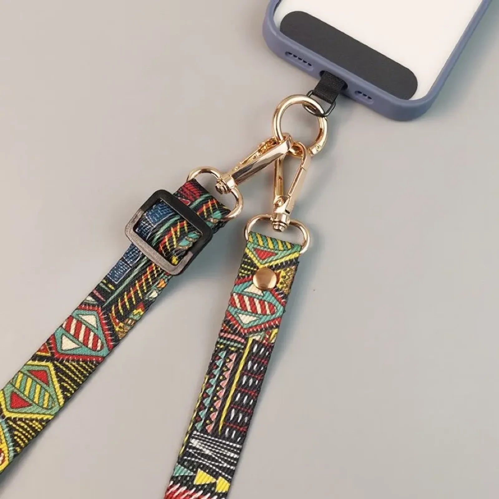 Retro Pattern Mobile Phone Clip Crossbody Lanyard