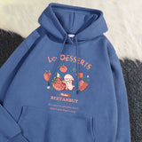 Women's Cute Strawberry Rabbit Printed Hoodie