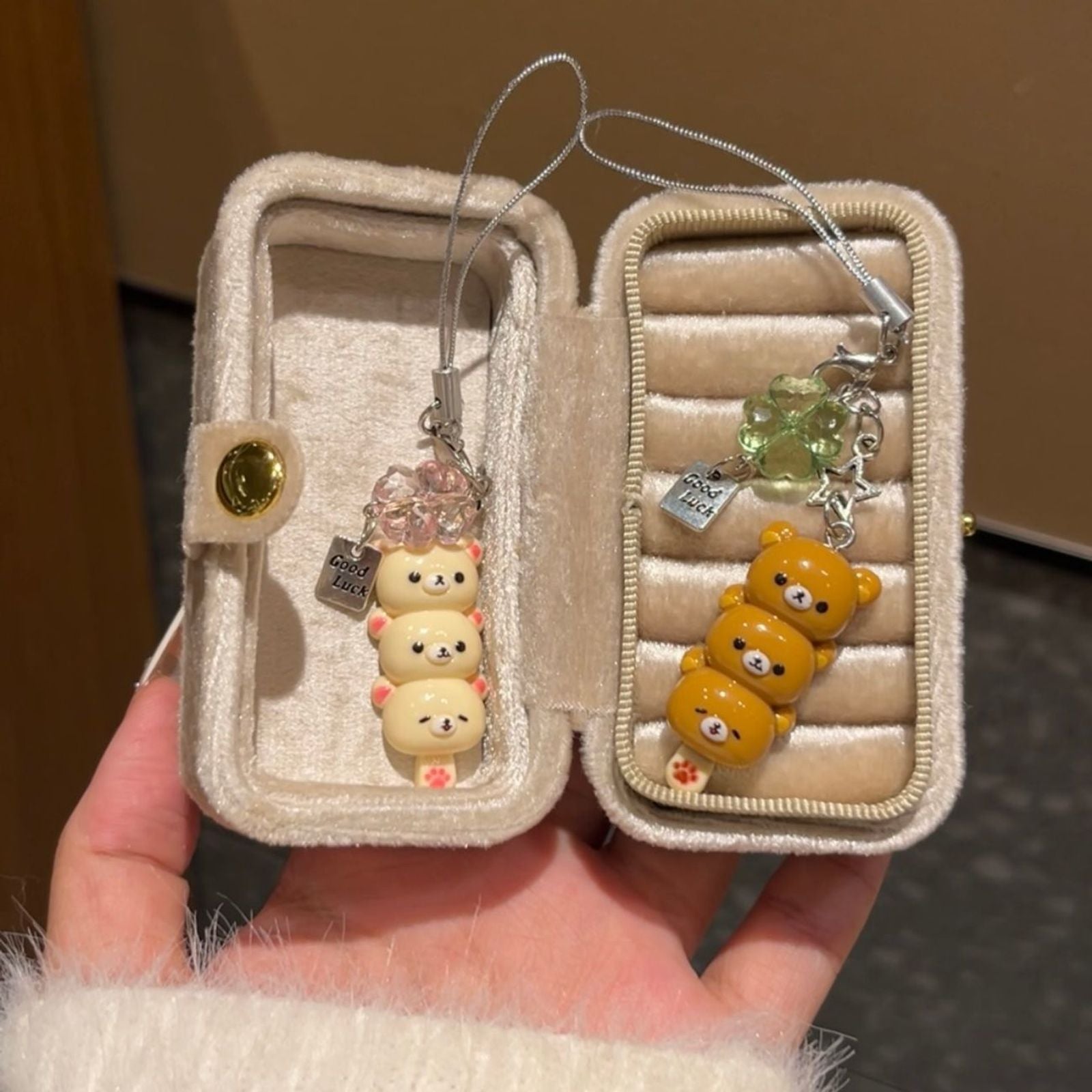 Kawaii Bear Phone Charm Keychain Pendant for Kids