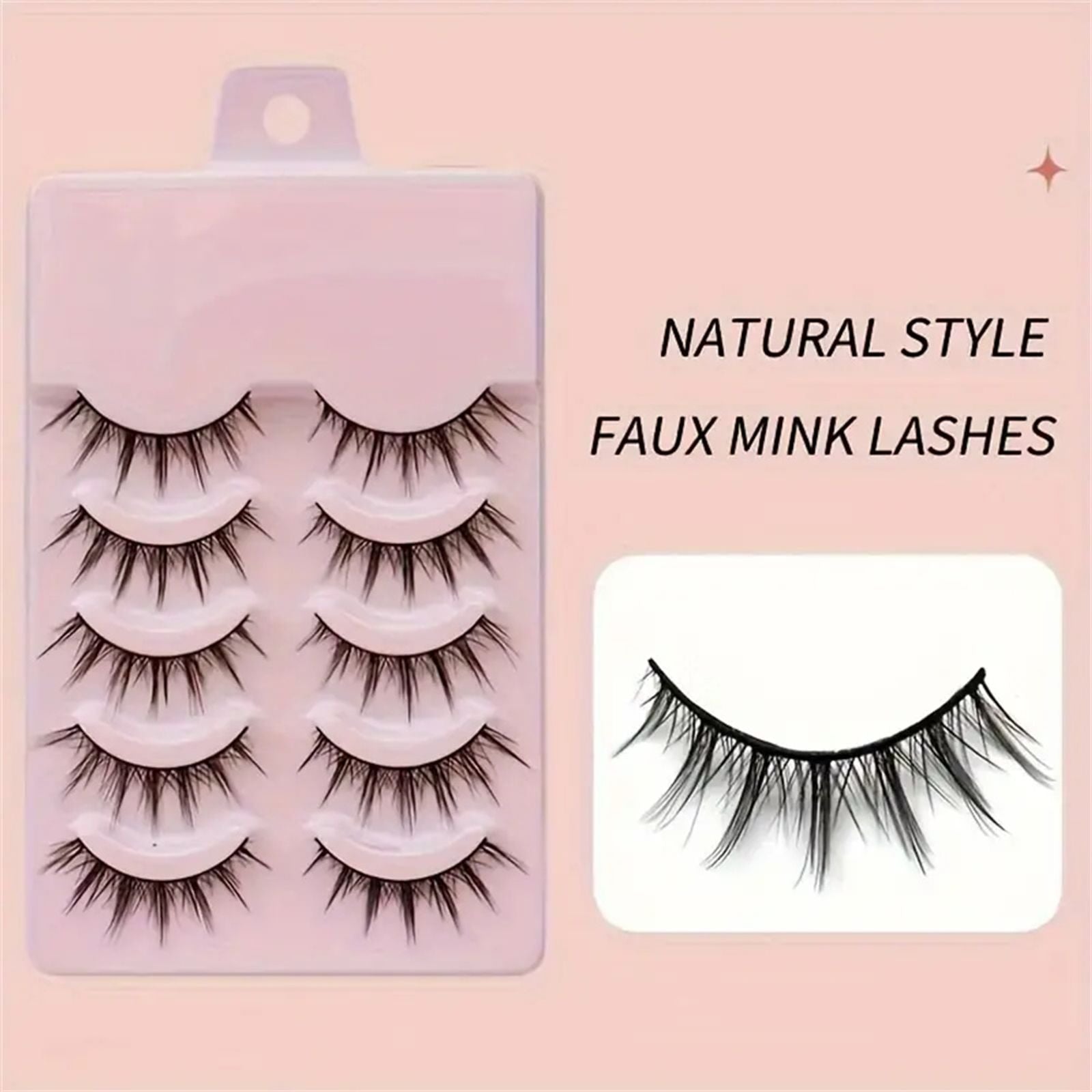 5 Pairs Soft Natural False Lashes for Round Eyes