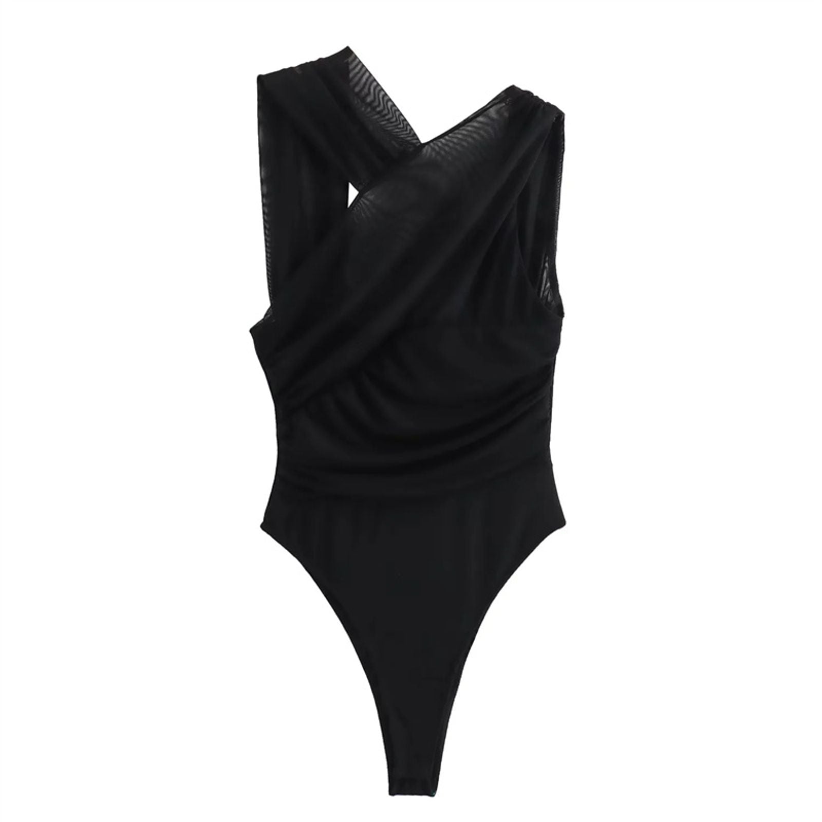 Leopard Print Mesh Sleeveless Bodysuit for Women