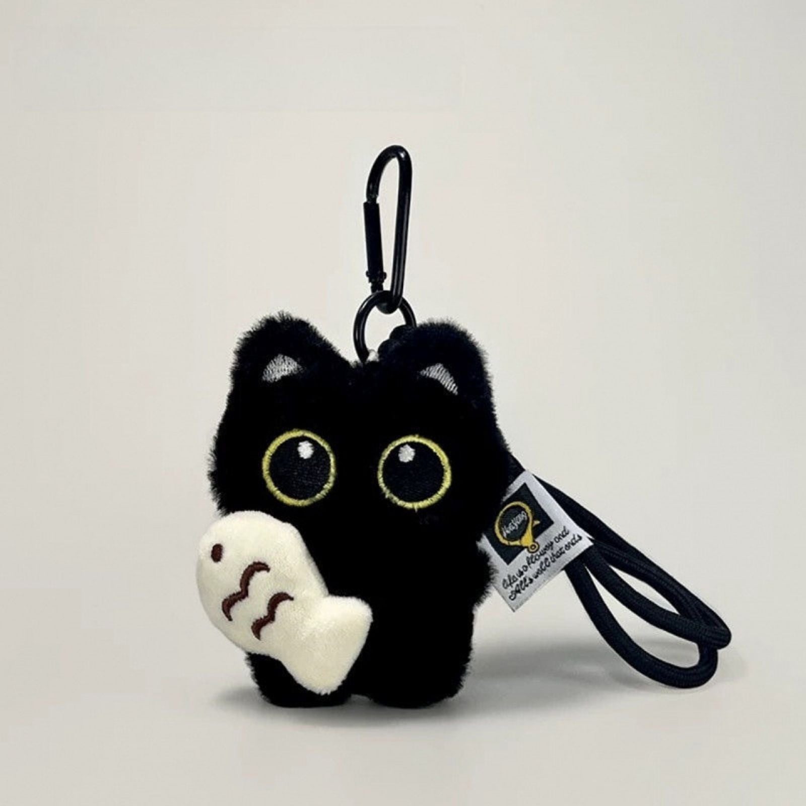 2Pcs Cool Plush Black Cat Doll Toy Keychain Pendant Charms