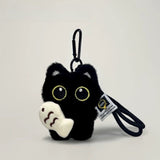 2Pcs Cool Plush Black Cat Doll Toy Keychain Pendant Charms