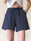 High Waisted Casual Linen Shorts for Women