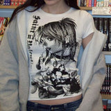 Y2K Anime Streetwear Vintage Crop Tee for Women