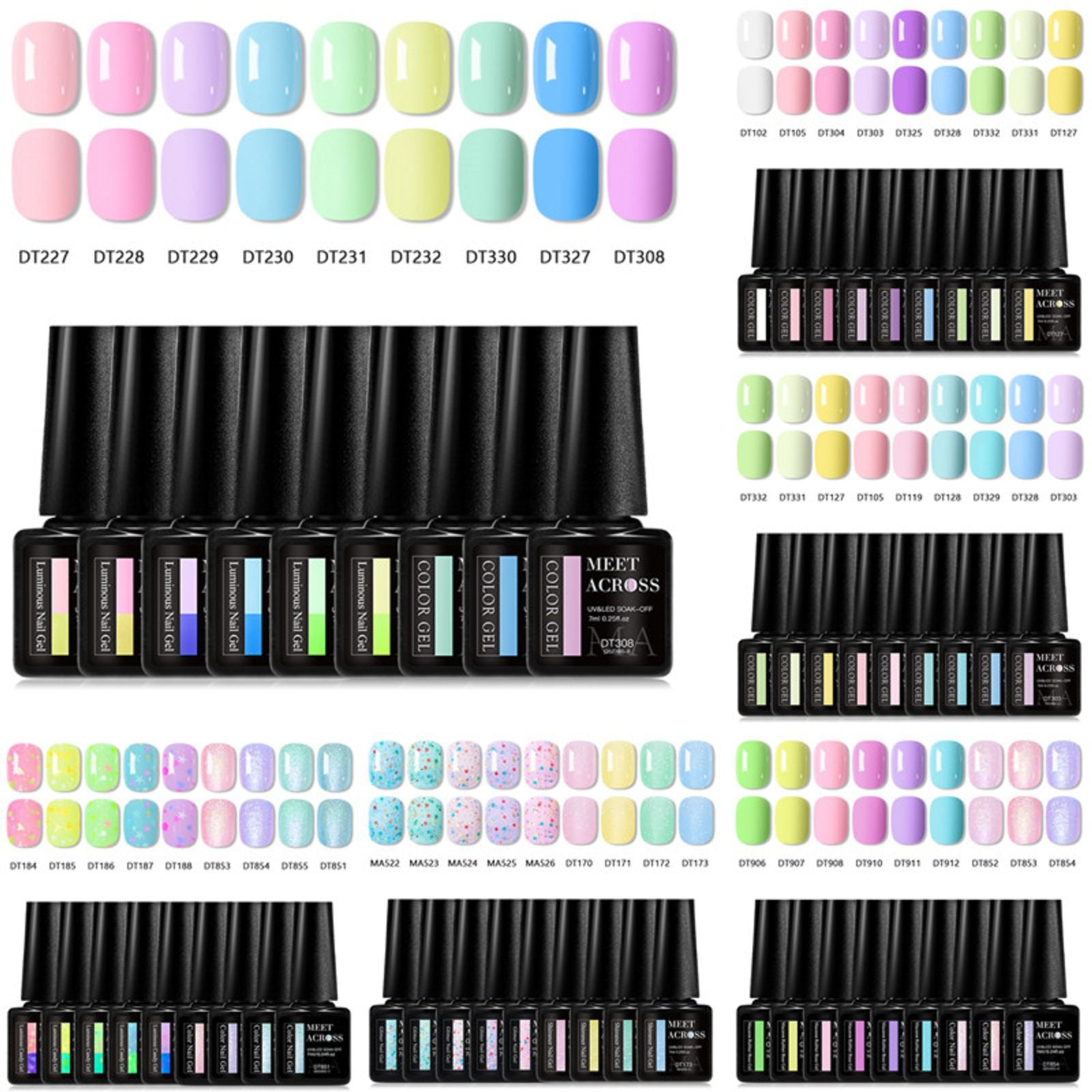 9pcs Macaron Color Gel Nail Polish Set – UV Soak Off Varnish