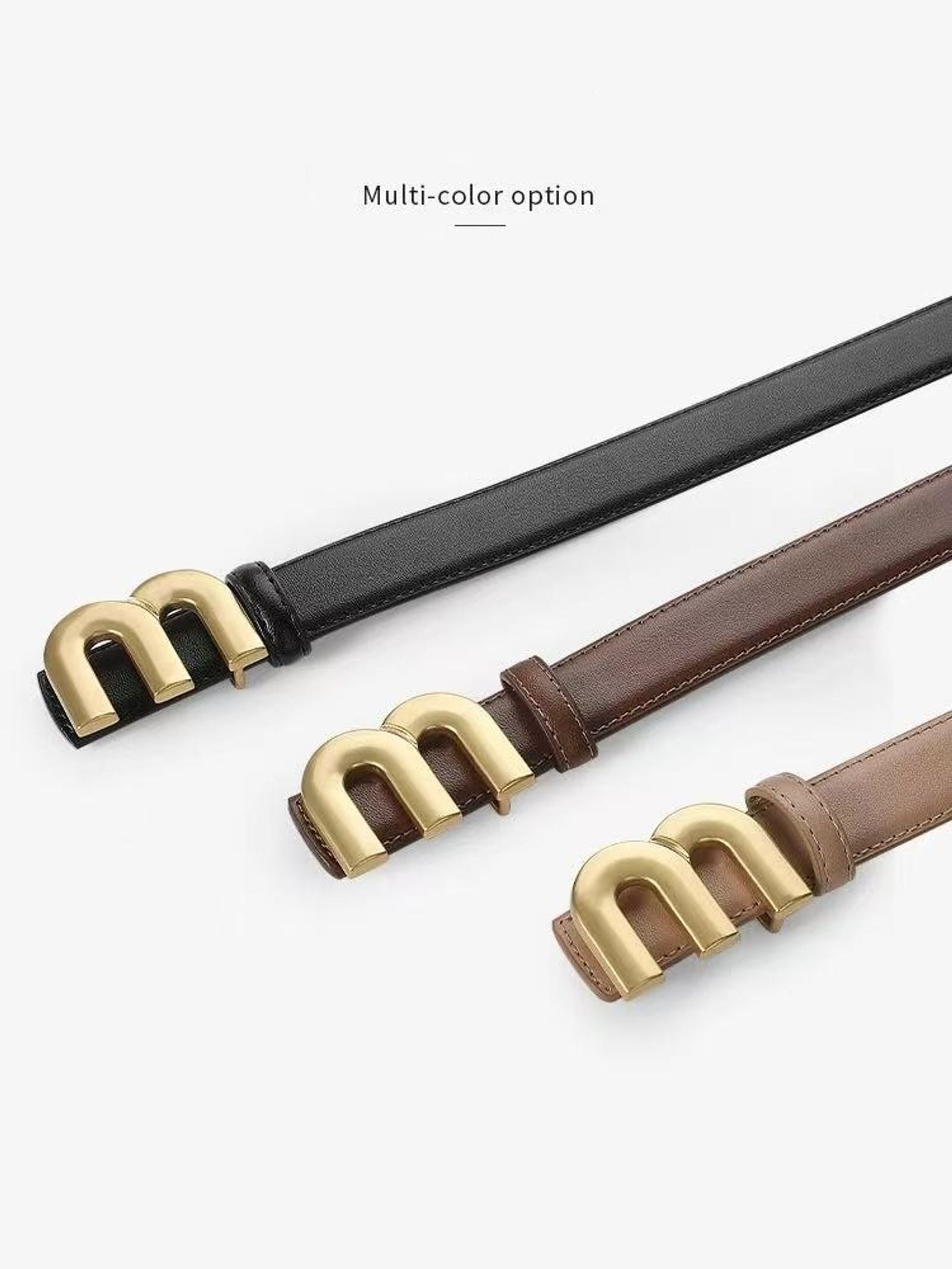 Women's Fashion Belt with High-Quality Gold Buckle