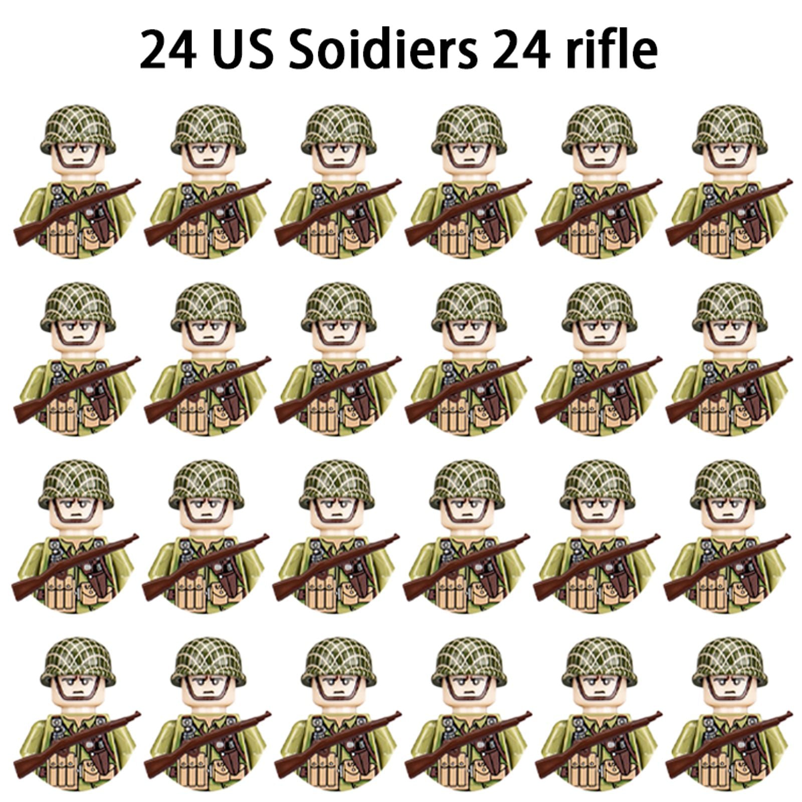 WWII Infantry Soldier Mini Gun Model Building Blocks