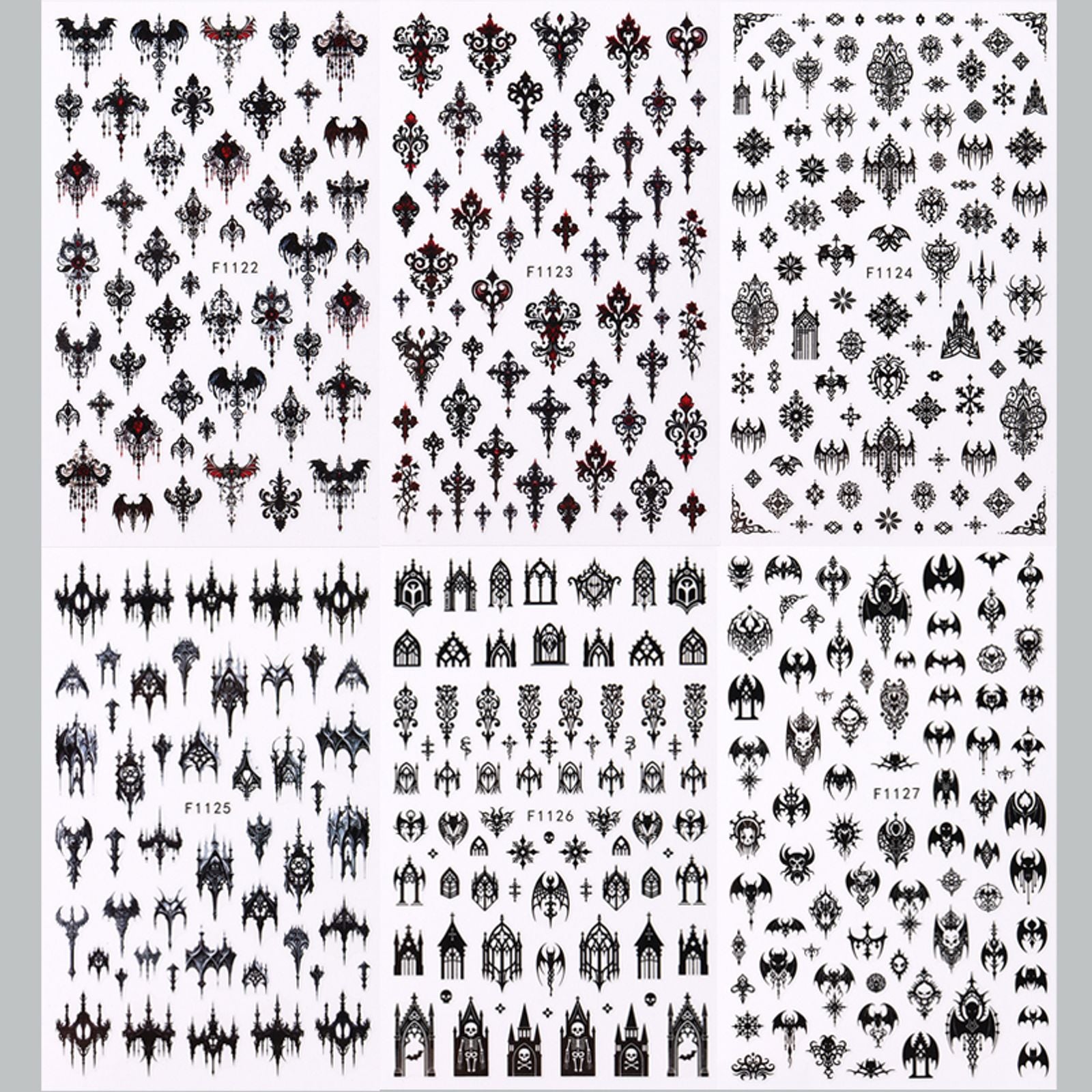 Gothic Black Nail Art Stickers for Elegant Weddings & Halloween