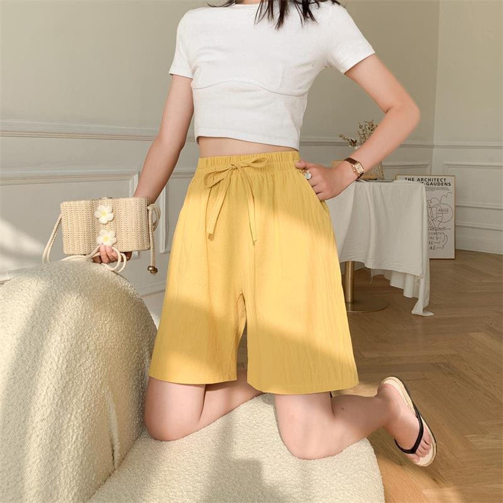 Women’s Summer Cotton Linen Shorts with Pockets