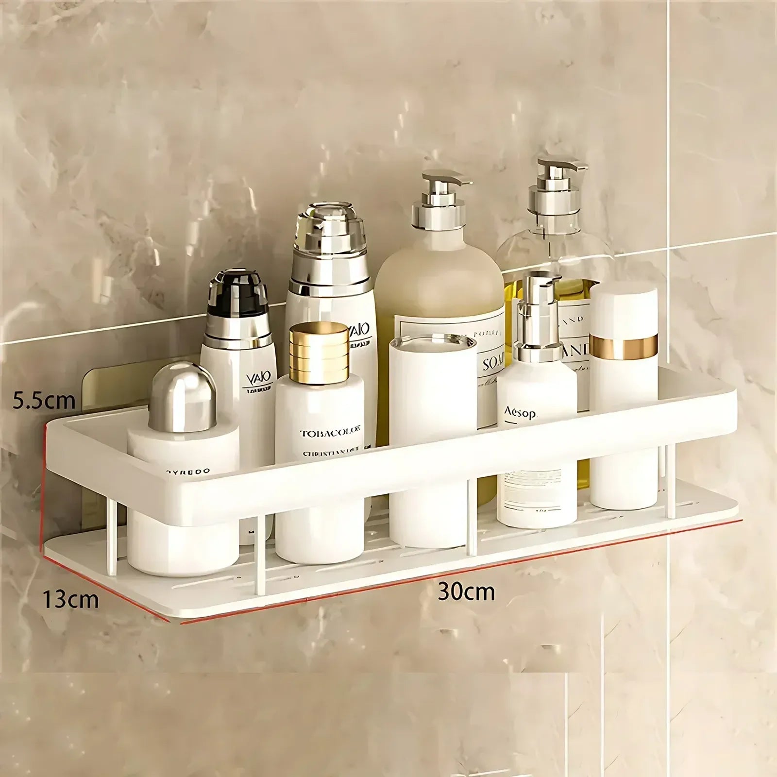 Aluminum Alloy Bathroom Shelf Organizer - No Drill