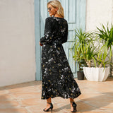 Women’s Bohemian Floral Maxi Dress with Full Sleeves