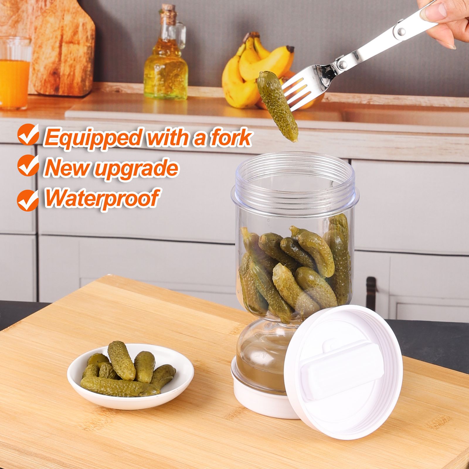 Olive and Pickle Strainer Jar - Airtight Food Storage