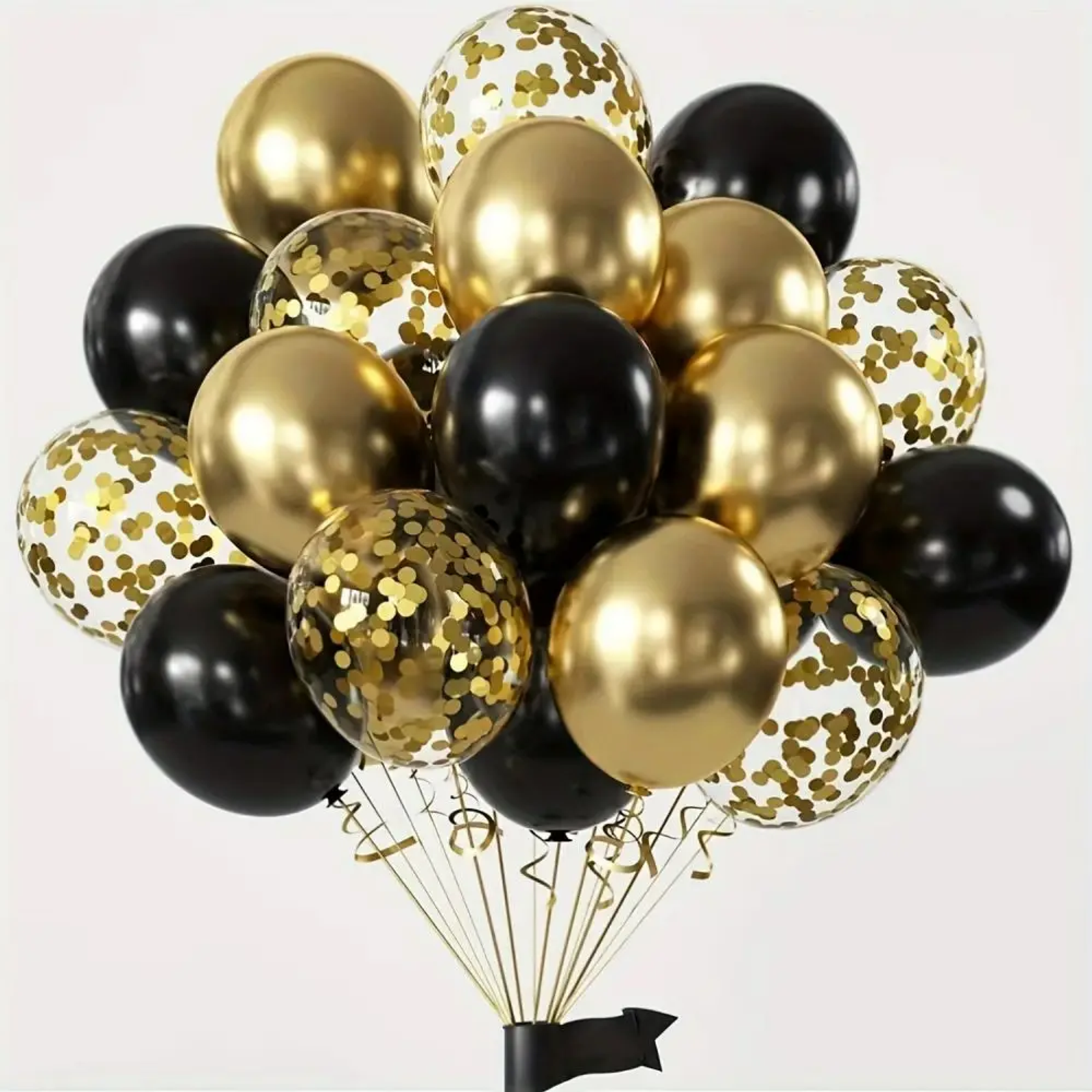 16pcs Black Metallic Sequin Glitter Balloons