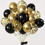 16pcs Black Metallic Sequin Glitter Balloons