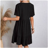 Women's Summer Peplum Dress with V-Neck and Ruffle Hem