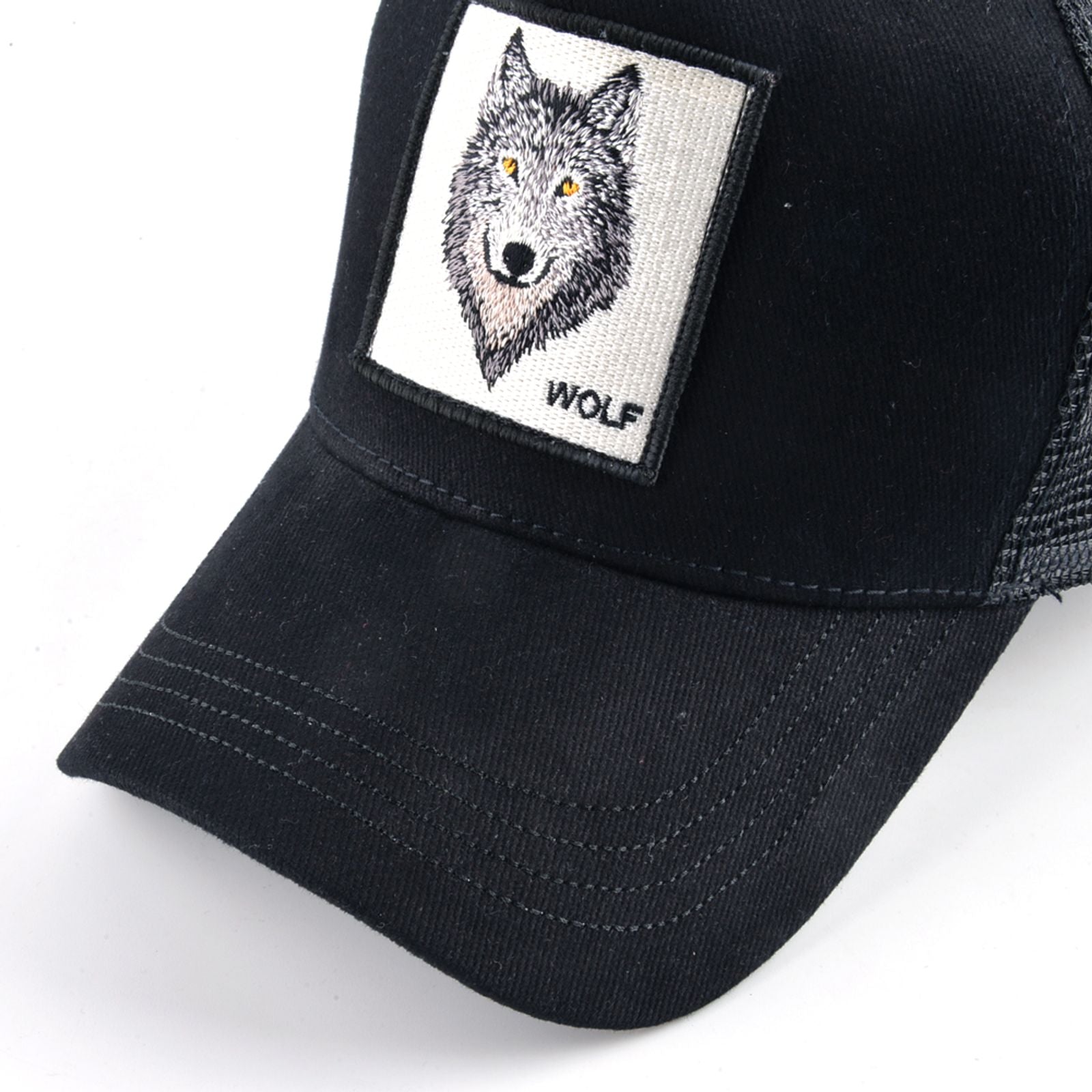 Unisex Black Baseball Cap with Animal Embroidery Patch