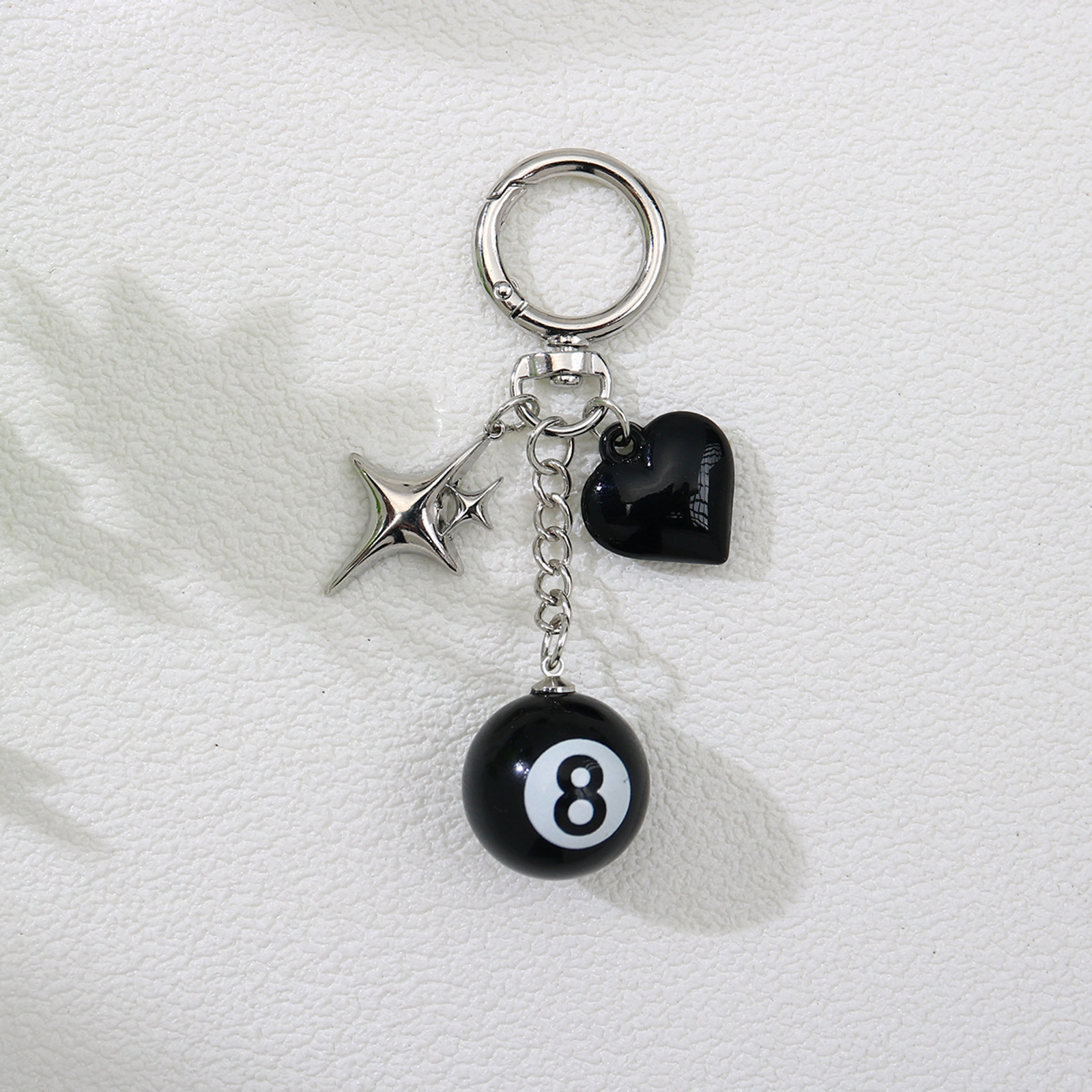 Black Dice Billiards Keychain - Y2K Punk Bag Charm