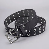 Women's Simple Double Hole Punk Belt for Men and Women