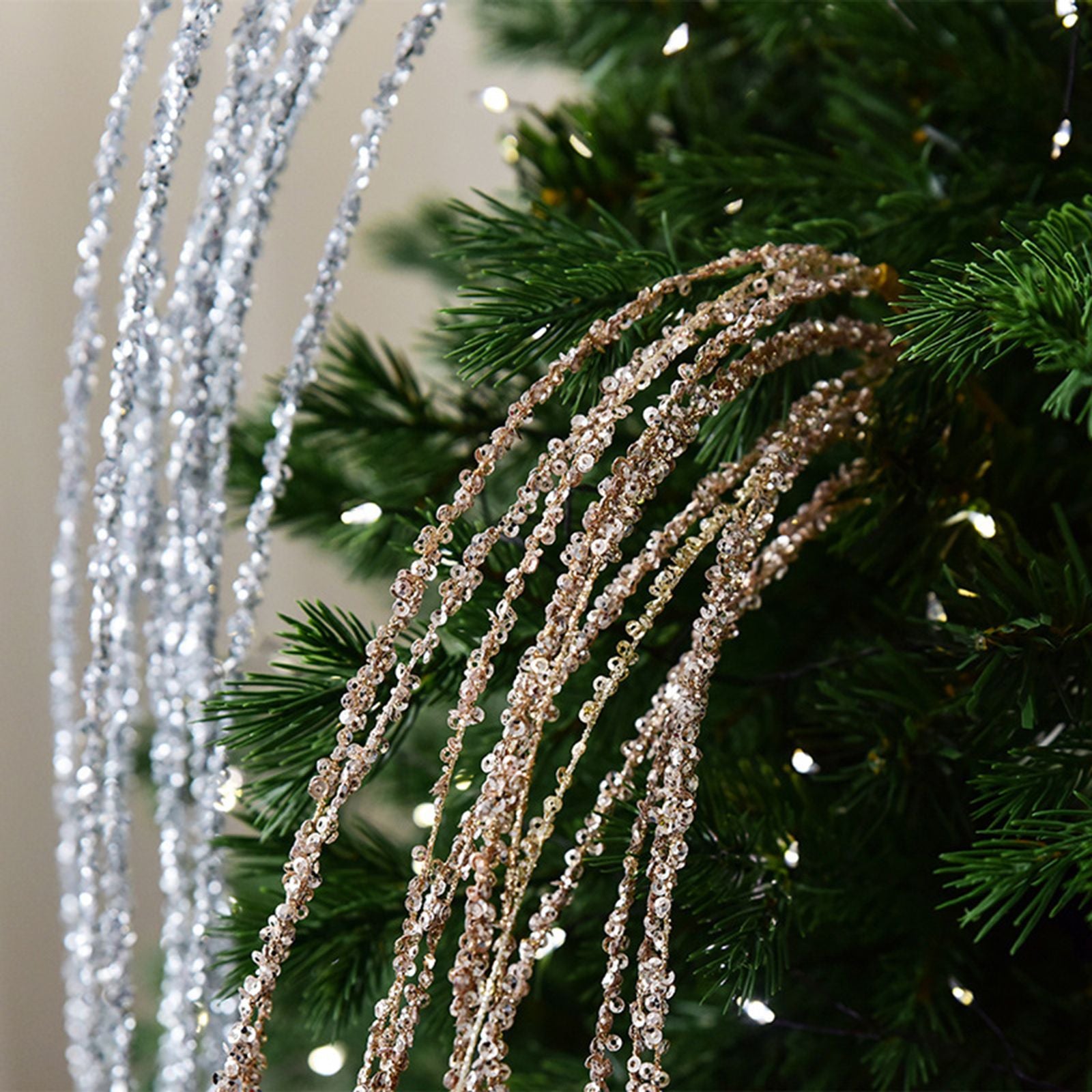 90CM Glitter Sequins and Tassels for Christmas Arrangements