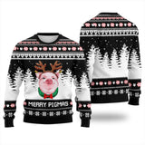 Pig with Reindeer Antlers Winter Christmas Hoodie