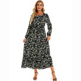 Women’s Bohemian Floral Maxi Dress with Full Sleeves