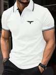 Men's Casual Short Sleeve Polo Shirt with Button Detail