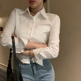 Elegant Korean Women’s Slim Blouse - Spring Y2K Casual Top