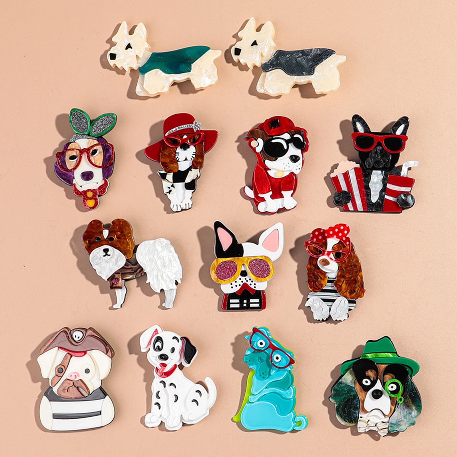 Cute Acrylic Splicing Bell Puppy Brooch for Women