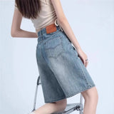 Fashionable Minimalist High Waist Denim Shorts for Women