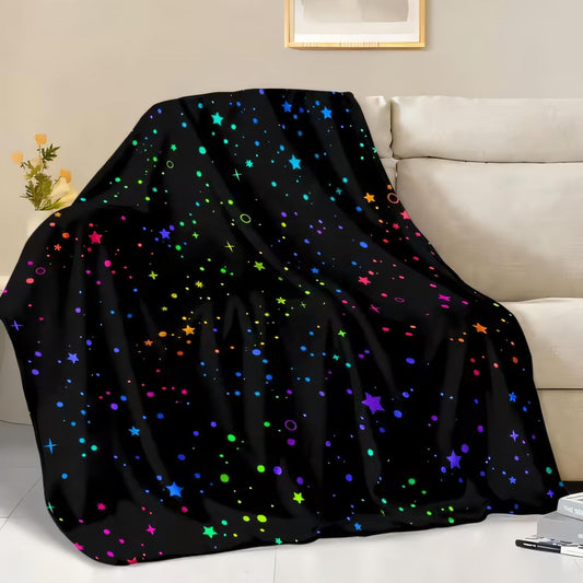 Colorful Stars Dots Circles Throw Blanket