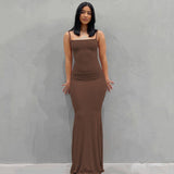 2024 Solid Color Slim Fit High Step Slip Dress