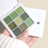 9-Color Eyeshadow Palette in Green and Gold Tones