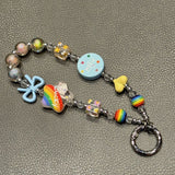 Rainbow Beaded Phone Charm with Colorful Bow and Star Design