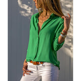 Women's Vintage Autumn Polo Collar Button-Up Blouse