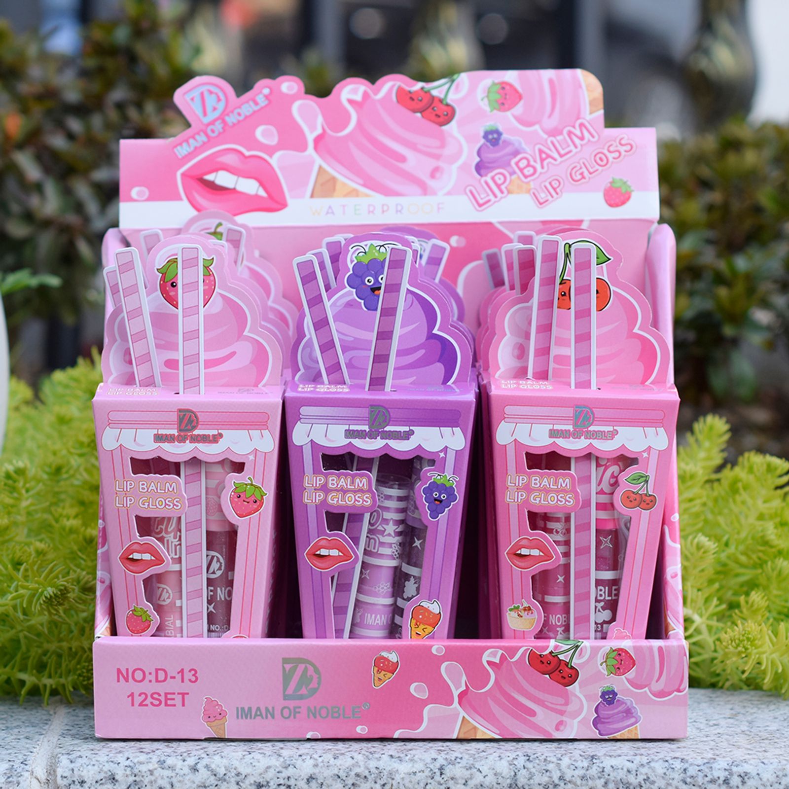 Cute Ice Cream Lip Gloss and Balm Set