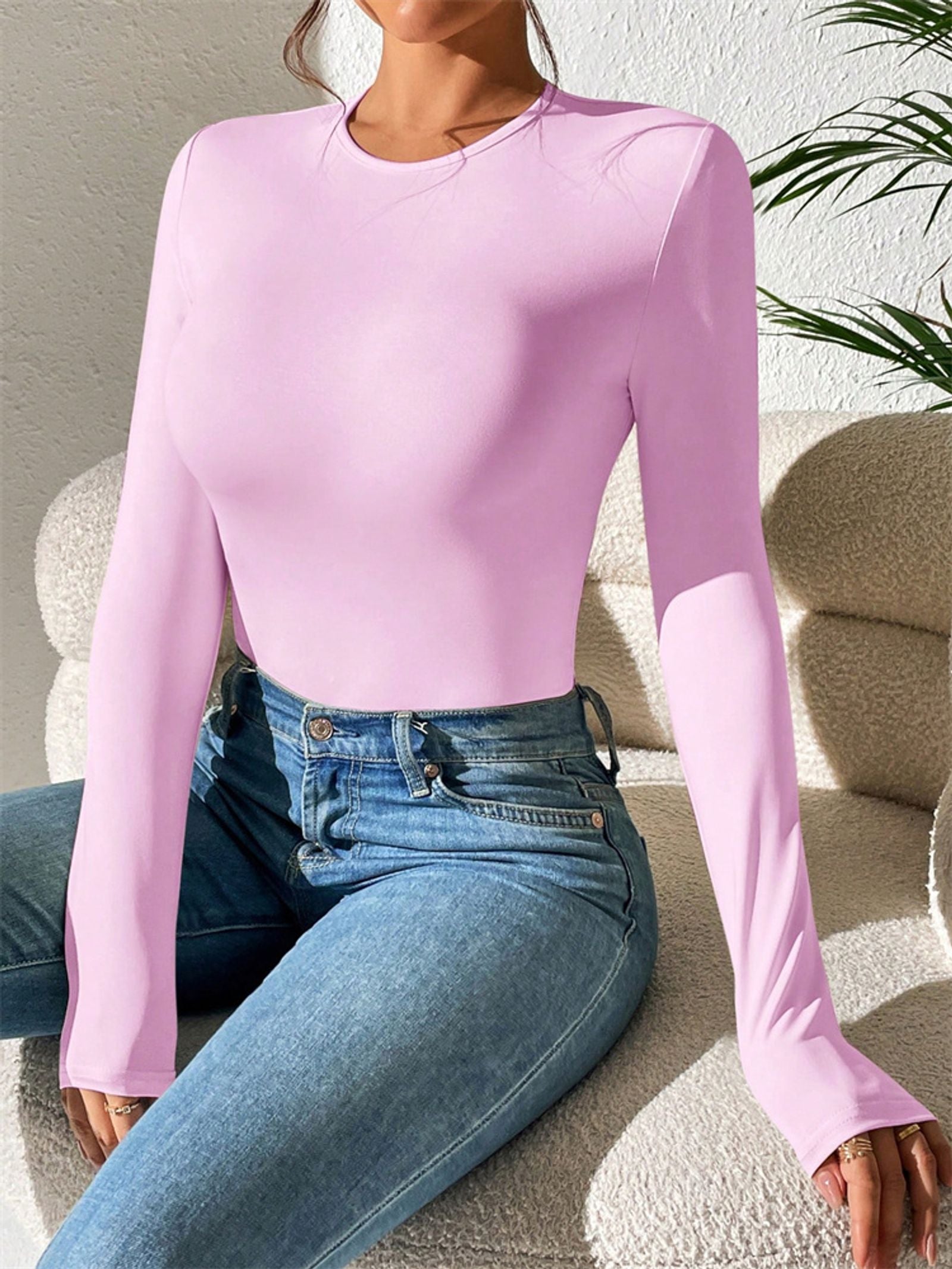 Women’s Long Sleeve Round Neck Blouse Bodysuit