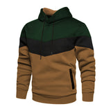 Men's Fleece Thermal Patchwork Hoodie for Outdoor Sports