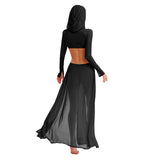 Women's Sexy Hooded Maxi Dress with High Slit