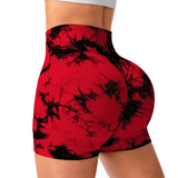 2pcs Women's High-Waist Tie-Dye Yoga Shorts