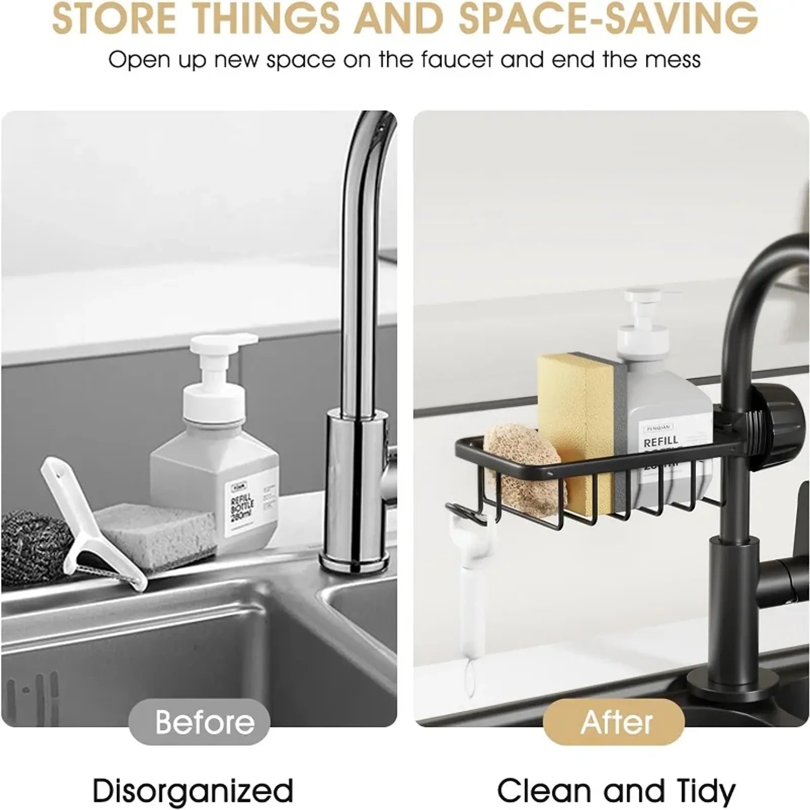 Bathroom Faucet Storage Rack and Shower Soap Holder