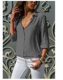 Women's Vintage Autumn Polo Collar Button-Up Blouse