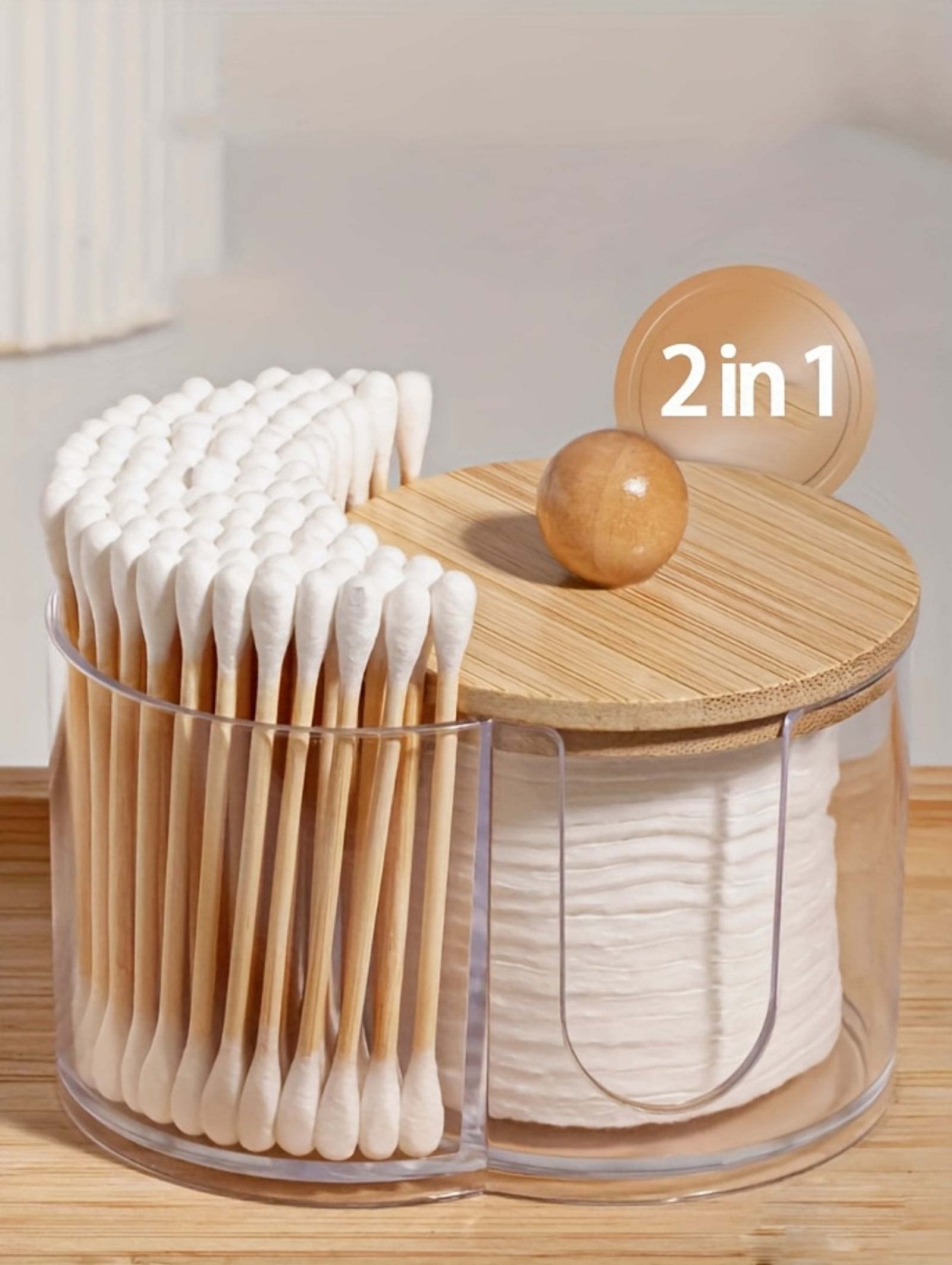 Dual Compartment Cotton Swab and Ball Organizer