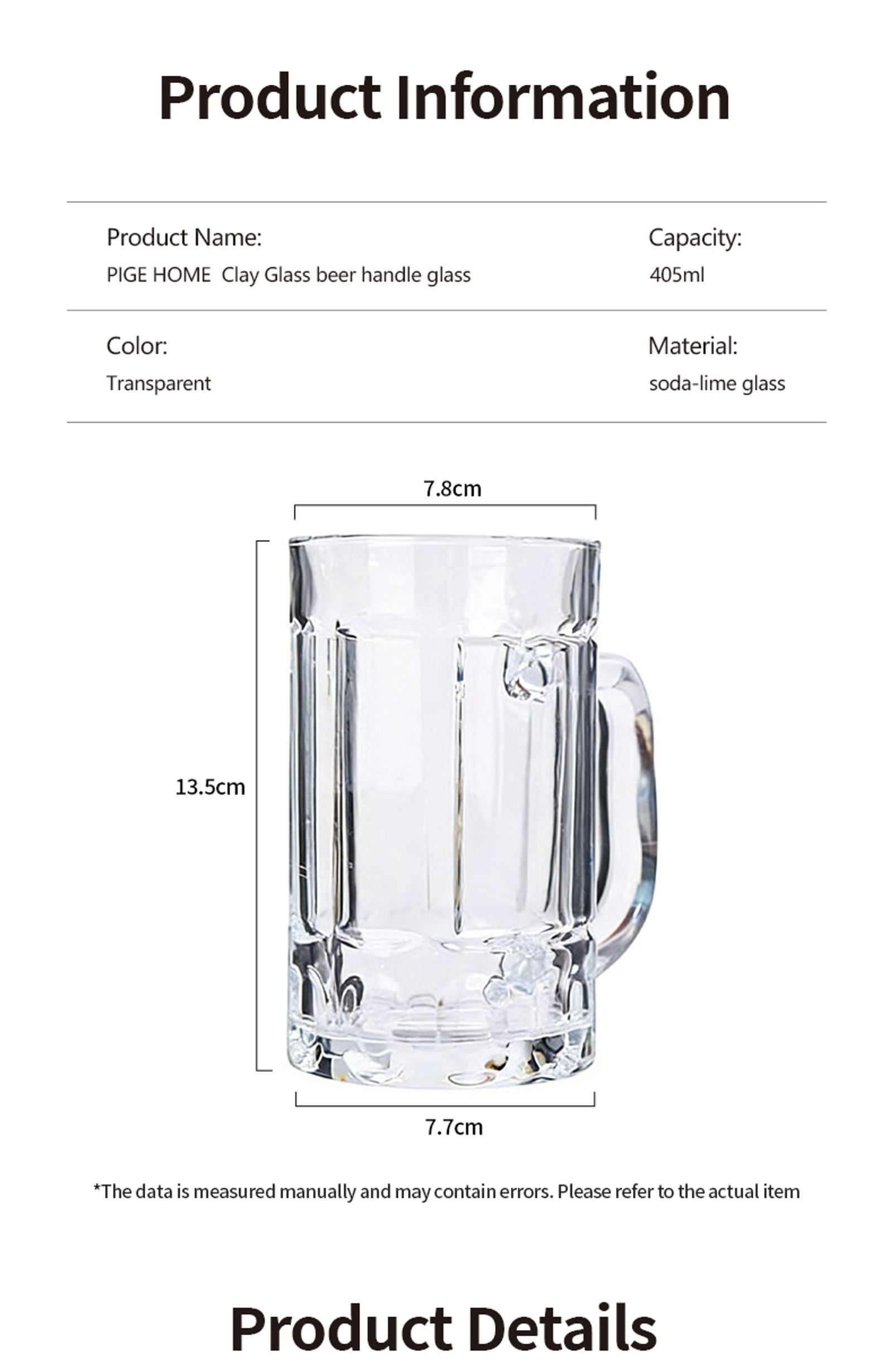 Clear Thickened Glass Beer Mug – Heavy Duty Drinking Cup